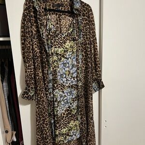 White House Black Market Cheetah and Floral Print Mini Dress and Button Dress